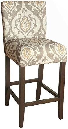 HomePop Upholstered Counter Height Barstool, 29-Inch, Taupe and Cream