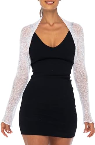 sheer black shrugs for dresses Marcella | Long Sleeve Olympia Bolero Pink Mesh Top in Off White Mesh | Women's Size 2XL | European Mesh