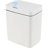 Qskely 4 Gallon Plastic Automatic Bathroom Trash Can with Lid, 15 L, White | Touchless Motion Sensor Trash Can for Kitchen Bedroom Office