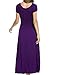 Meaneor Women Boho Cap Sleeve Smocked Waist Tiered Renaissance Summer Maxi Dress Purple XXL