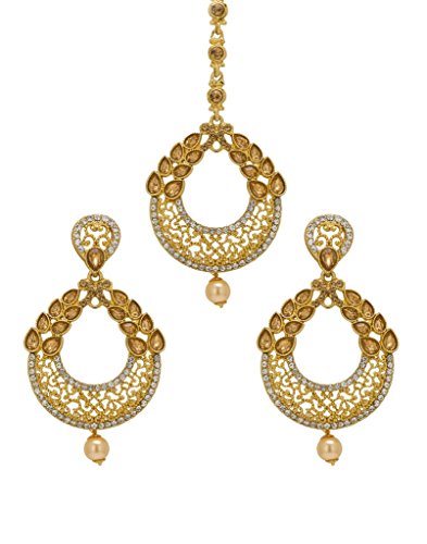 Bindhani Indian Head Wedding Maang Tikka Jewelry Bridal Mang Tika Earrings Set For Women