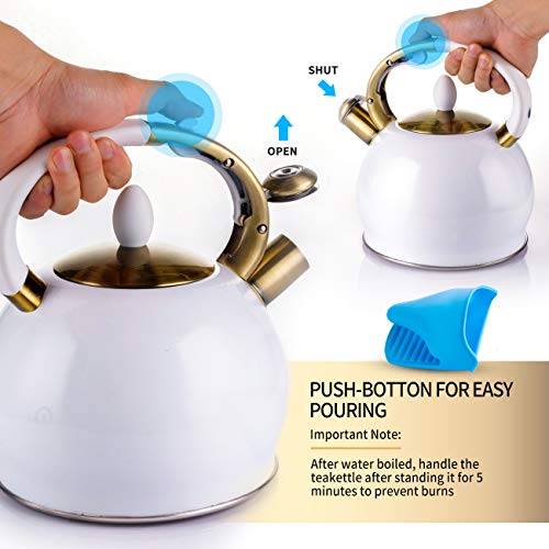 SUSTEAS Stove Top Whistling Tea KettleSurgical Stainless Steel Teakettle Teapot with Cool Toch