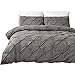 Arachnes Needle Pinch Pleat King Duvet Cover Set, 3 Pieces Unique Pintuck Brushed Microfiber Dark Grey Bedding Set with Zipper and Corner Ties for Decor Bedding Room Style