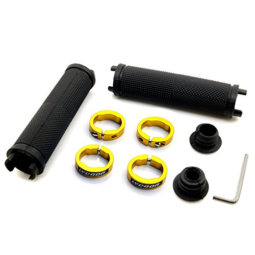 LYCAON Bike Handlebar Grips, Non-Slip-Rubber Adjustable Bicycle Handle Grip with Aluminum Lock, Bike Grips for Mountain Road Foldable Bike MTB BMX with End Caps (Gold, General End Caps) - Thumbnail 7