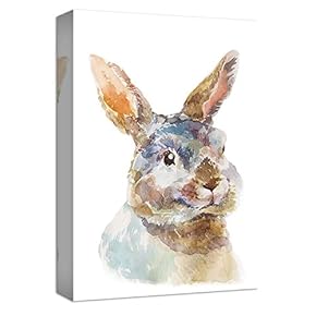 Canvas Wall Art Bunny Cartoon Rabbits Painting Artwork for Home Prints Framed - 12x18 inches