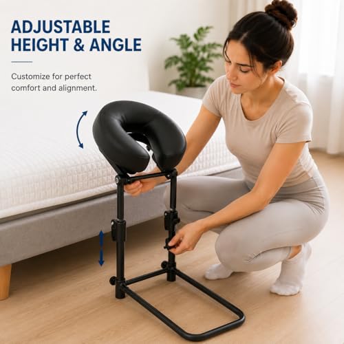 KONOVOLY Massage Headrest for Bed, Massage Home Mattress Top Massage Bed Head Extension Kit, Adjustable Headrest Face Cushion Massage Table at Home, Face Down Pillow After Eye Surgery (Black)