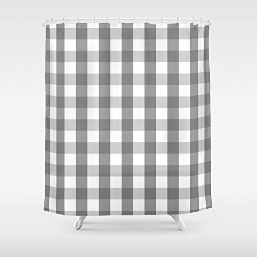 Amazon Com Warm Gray Plaid Shower Curtain Warm Grey White