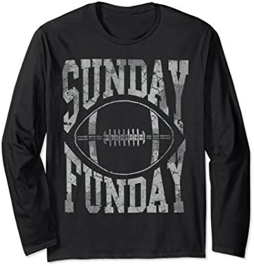 Unisex Vintage Silver Sunday Funday Football Long Sleeve Shirt 2XL Black