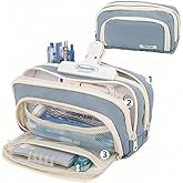 Onlvye Big Capacity Pencil Case 3 Compartments Large Pencil Pouch Pen Bag Pencil Box Holder Organizer Simple Storage Aesthetic Stationery Cosmetic for Adults Men Women Office Essentials (Blue)