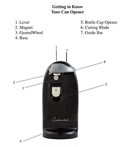 Continental Electric CP42269 Black XL Can Opener, Tall - Thumbnail 3