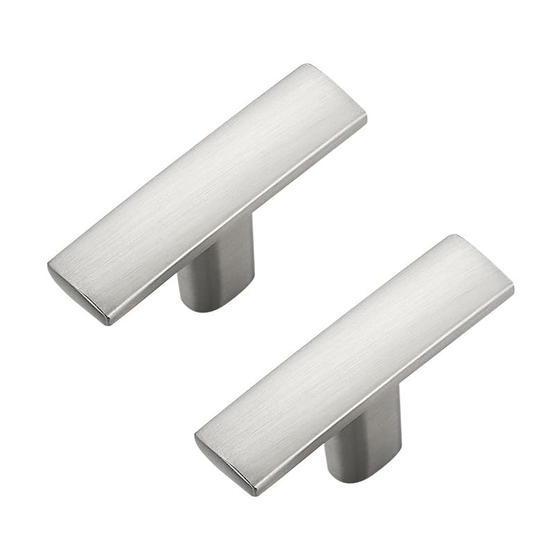 50 Pack Silver Cabinet Knobs - Curved Cabinet Pulls Brushed Nickel Knobs for Kitchen Cabinet Drawer Solid Dresser Knobs for Cabinet Hardware 1-3/4in Length Single Hole Image
