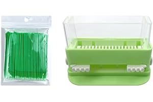 Dental Micro Applicator Dispenser Holder, YOUYA DENTAL Cotton Tip Brush Dispenser with 100pcs Disposable Applicator Brush Stick Large Capacity Microfiber Dispenser Dentist Tools-Green