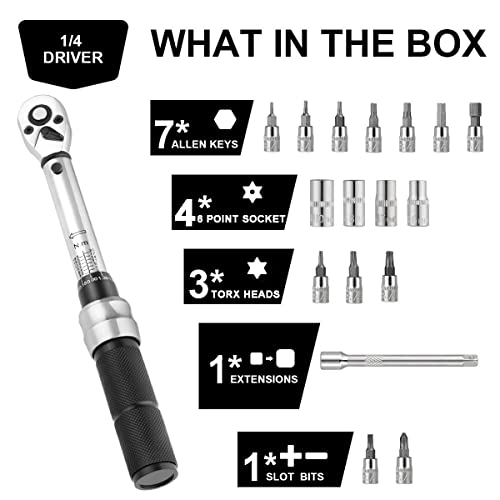 COTOUXKER Bike Torque Wrench Set 2 to 20 Nm 1/4 Inch Driver Pro MTB Bicycle Maintenance