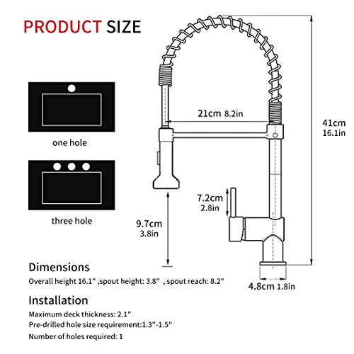 GIMILI Gold Kitchen Faucet with Sprayer,Modern Single Handle HighArc Pull Out Kitchen Sink