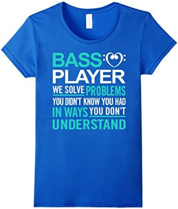 Womens Funny Bass Guitar Tshirt for Bassist Bass Player XL Royal Blue
