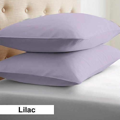 2-Piece- Euroshams ~ Solid Pattern 100% Pima Cotton 500 Thread- Count European Super Soft 2 PC Pillow Cases ( 26 x 26 Inch (66cm x 66cm ) , Lilac )
