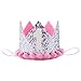 Maticr Sparkled First 1st Birthday Crown Baby Girl Princess Headband Party Supplies for Cake Smash (Silver & Pink)