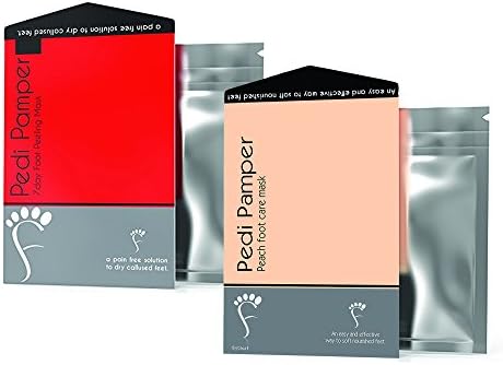 100% REAL REVIEWS Foot Peel Mask Treatment for soft feet like a baby - Deep Exfoliator for Dry Rough Dead Feet Skin BUNDLE with Peach Moisturizing Mask to soften it more, 3.2 Fluid Once, 2 pairs