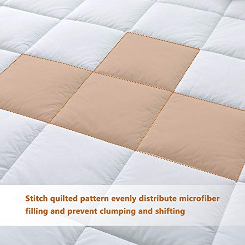 Ubauba Waterproof Mattress Pad, All Season White Down Alternative Mattress Cover Cotton Mattress Protector Deep Pocket Breathable Mattress Topper, Queen