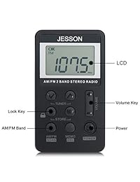 Jesson Personal portátil de radio AM FM Digital Tuning con auriculares y batería recargable para caminar