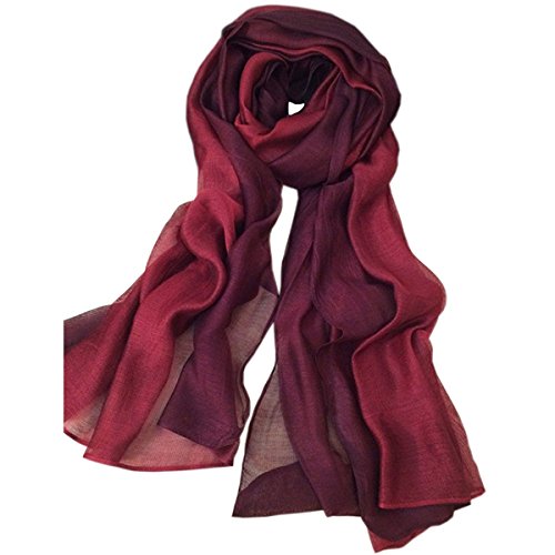SNUG STAR Cotton Silk Scarf Elegant Soft Wraps Color Shade Scarves for Women (Wine red)