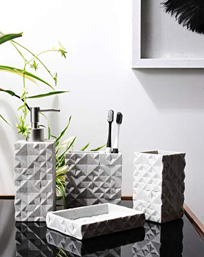 Hymmah Bathroom Accessories Set,Toothbrush Holder,Farmhouse Bathroom Decor,4 Pcs Resin Gift Set Apartment Necessities…