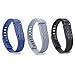 i-smile® 3PCS Replacement Bands with Metal Clasps for Fitbit Flex (No Tracker, Replacement Bands Only) (3D Edition: Black&Navy&Grey, Large)