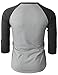 H2H Mens Casual Slim Fit Raglan Baseball Three-Quarter Sleeve Henley Premium T-Shirts Charcoal US M/Asia L (CMTTS0174)