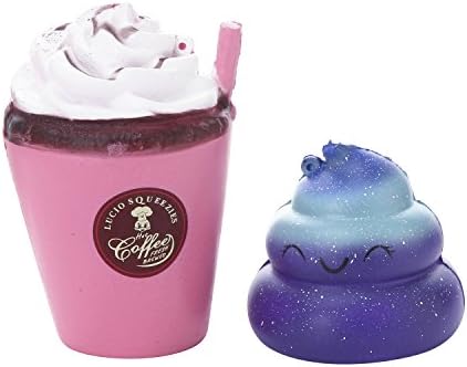 TEEGOMO Pink Coffee Cup and Crazy Poo Slow Rising Scented Jumbo Squishy Stress Relief Squeeze Decorations Toy Gift Fun