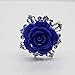 AngHui ShiPin 10pcs Blue Rose Decorative Silver Napkin Ring Serviette Holder for Wedding Party Dinner Table Decor Many Color Available for Christmas Table