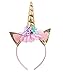 SIFAN Glitter Unicorn Horn Head Band, Flowers Ears Bands for Party Decoration or Cosplay Costume, Gold