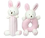 Godr Baby Rattle Plush Soft Toys Newborn Gift Crib toy 5.5in 2.7in Pink Rabbits Bunny - Christmas Baby Infant Toys Gift