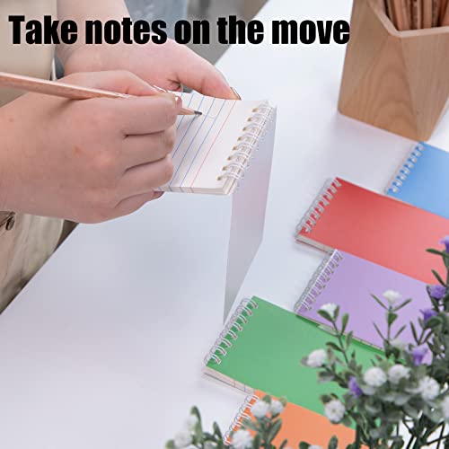 Koogel Top Bound Pocket Notebooks, Small Spiral Memo Pads Lined 3x5 Ruled Pocket Notebook Durable Cover Notebooks 50 Sheets/6 Pads for Office School Memo Tactical Steno Pads