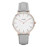 CLUSE La Bohème Rose Gold White Grey CL18015 Women's Watch 38mm Leather Strap Minimalistic Design Casual Dress Japanese Quartz Elegant Timepiece