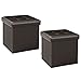 B FSOBEIIALEO Storage Ottoman Small Cube Foot Rest Seat Faux Leather, Brown 12.6