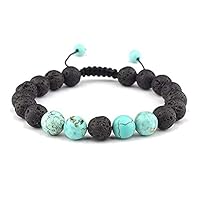 LALANG Handmade Lava Rock Stone Essential Oil Anxiety Diffuser Adjustable Bracelet Unisex(Style 1)