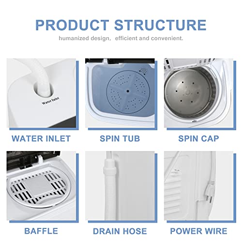 SUPER DEAL Compact Mini Twin Tub Washing Machine, Portable Laundry