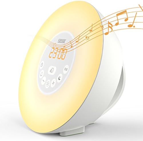 Wake Up Light,Sztook Alarm Clock,Sunrise Alarm Clock With Blutooth 4.0 speaker,FM Radio,Nature Sounds,7 Colors Night Light,Smart Snooze Function,3.5mm AUX,Touch Control With USB Charger