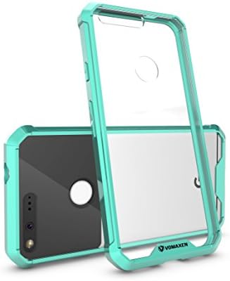 Google Pixel Case, Vomaxen Armor [Anti-Scratches] [Shock Absorption] TPU Bumper Slim and Thin Lightweight Protective Cover Design for Google Pixel 5.0 inch 2016 – Black Clear Mint Pink (Mint)