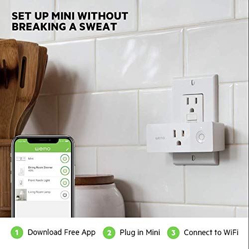 Wemo Mini Smart Plug, Wi-Fi Enabled, Compatible with Alexa (F7C063-RM2) (4 pack) (Certified Refurbished) - Thumbnail 4