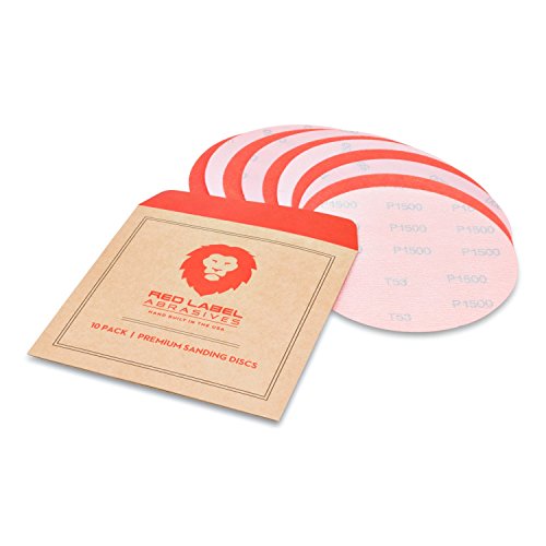 Red Label Abrasives 5 Inch 2500 Grit High Performance Hook and Loop Wet/Dry Auto Body Film Sanding Discs, 10 Pack