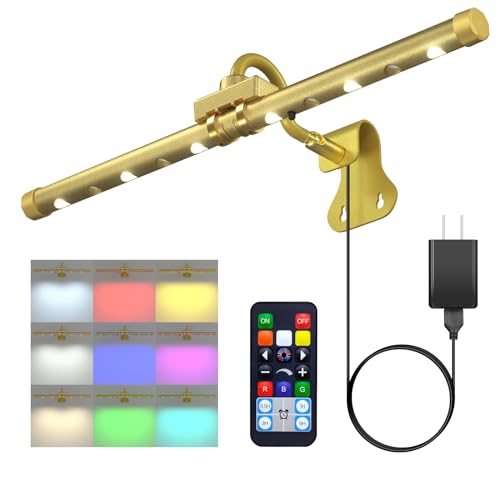 Photo 1 of Picture Light with Remote, Led Accent Light Painting Plug in, Magnetic Art Lighting Rotatable, Dart Board Light RGB Dimmable, Spotlight Timer for Display Frame Portrait Mirror Wall Indoor