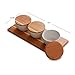 Everything Bamboo Salt & Salsa Caddy Condiment Organizer & Server with 3 Ceramic Containers for Serving and Storage