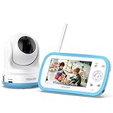 TENKER Digital Sound Activated Video Record Baby Monitor with 4.3-Inch Color LCD Screen, Remote Camera Pan-Tilt-Zoom, Lullaby, Night Vision, Two Way Talk, Audio Only Mode