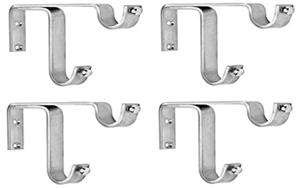 Ddrapes - 4 Strong Double SS Bracket for 2 Curtain Rod