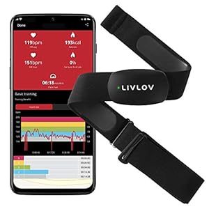 LIVLOV V6 Hartslagmeter – ANT +, Bluetooth – Waterdichte HR-sensor met Borstband – Werkt met Fitness-apps…