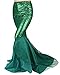 YiZYiF Women's Party Costume Sequins Mermaid Long Tail Skirt with Asymmetric Mesh Panel Small Green