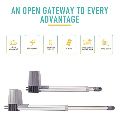 COZ Gate Openers with Remotes, Automatic Dual Arm Swing Gate Motors