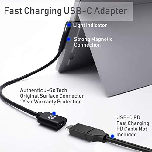 Surface Connect To Usb C Adapter By J Go Tech Usb C Power Dongle Works With 45w Usb C Pd Chargers Charges Microsoft Surface Pro 6 Pro 5 Pro 4 Pro