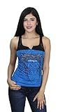Harley-Davidson Womens Dark Ride Foil Studded Lace Yoke Blue Tank